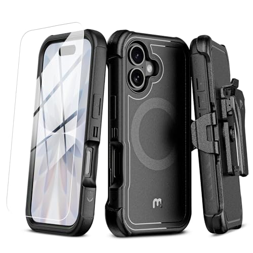 M MYBAT PRO For iPhone 17 Case with Belt Clip Holster,Maverick Series Case For iPhone 17 [Compatible with Magsafe]w/Screen Protector,Anti-Drop,Shockproof,w/360°Rotating Kickstand,Heavy Duty 