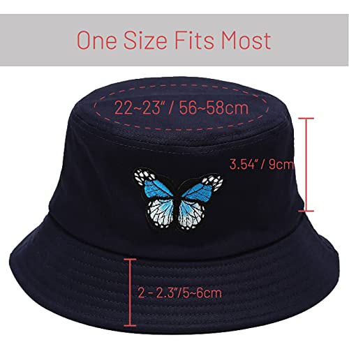 Image of Cotton Bucket Hat for Women Men Summer Travel Sun Beach Bucket Cap, Unisex Outdoor Fisherman Hat