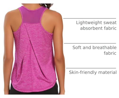 Image of Aeuui Womens Workout Tops for Women Racerback Tank Tops | Sleeveless, Crew Neck, Mesh Back, Lightweight, Breathable, Stretchy, Soft, Moisture Wicking, Yoga Athletic Running Gym Shirts