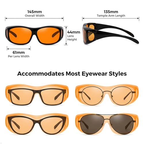 Image of Eyekepper 100% Blue Light Reduction,Huge Fitover Anti-Blue Blocking Computer Eyeglasses with Extra Amber Lenses, Black Red