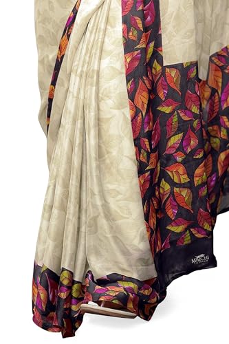 Image of MIRCHI FASHION Saree for Woman Chiffon Geometric and Leaf Printed | Lightweight Daily Regular Use Comfortable Women's Sari with Blouse Piece (Available in 15 Designs)