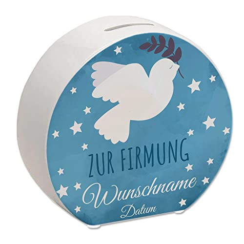 Geschenk Spardose zur Konfirmation Kommunion Firmung oder Taufe - personalisiert mit deinem Namen - um Geld an Kinder zu verschenken und die Verbundenheit zu Gott mit einem Präsent zu feiern