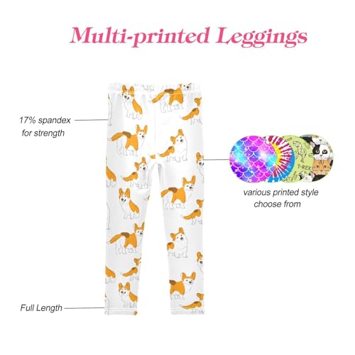 CaTaKu Girls Leggings Cute Corgi Spotted Dog Leggings for Girls Kids Athletic Workout Yoga Pants Size 4-10T4