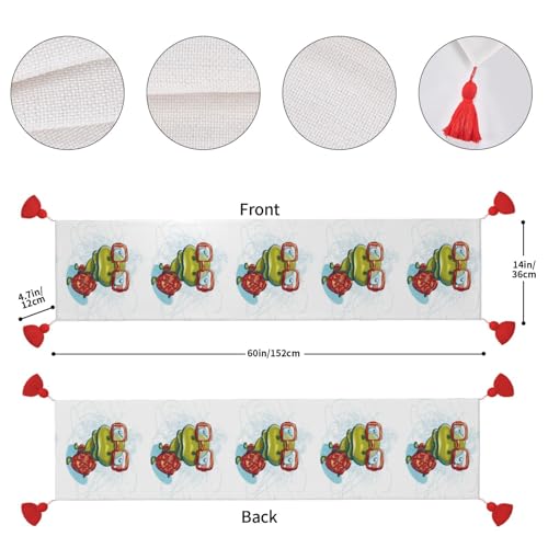 Chemin de table tortue 35x152 cm antidérapant avec pompons - 5