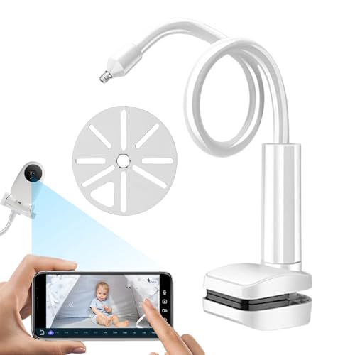 Genérico Soporte para Monitor De Bebé,Sujetador con Clip para Monitores Infantiles - Brazo Largo Flexible con Pinza para Estanterías De Guardería Cocina Baño Y Muebles