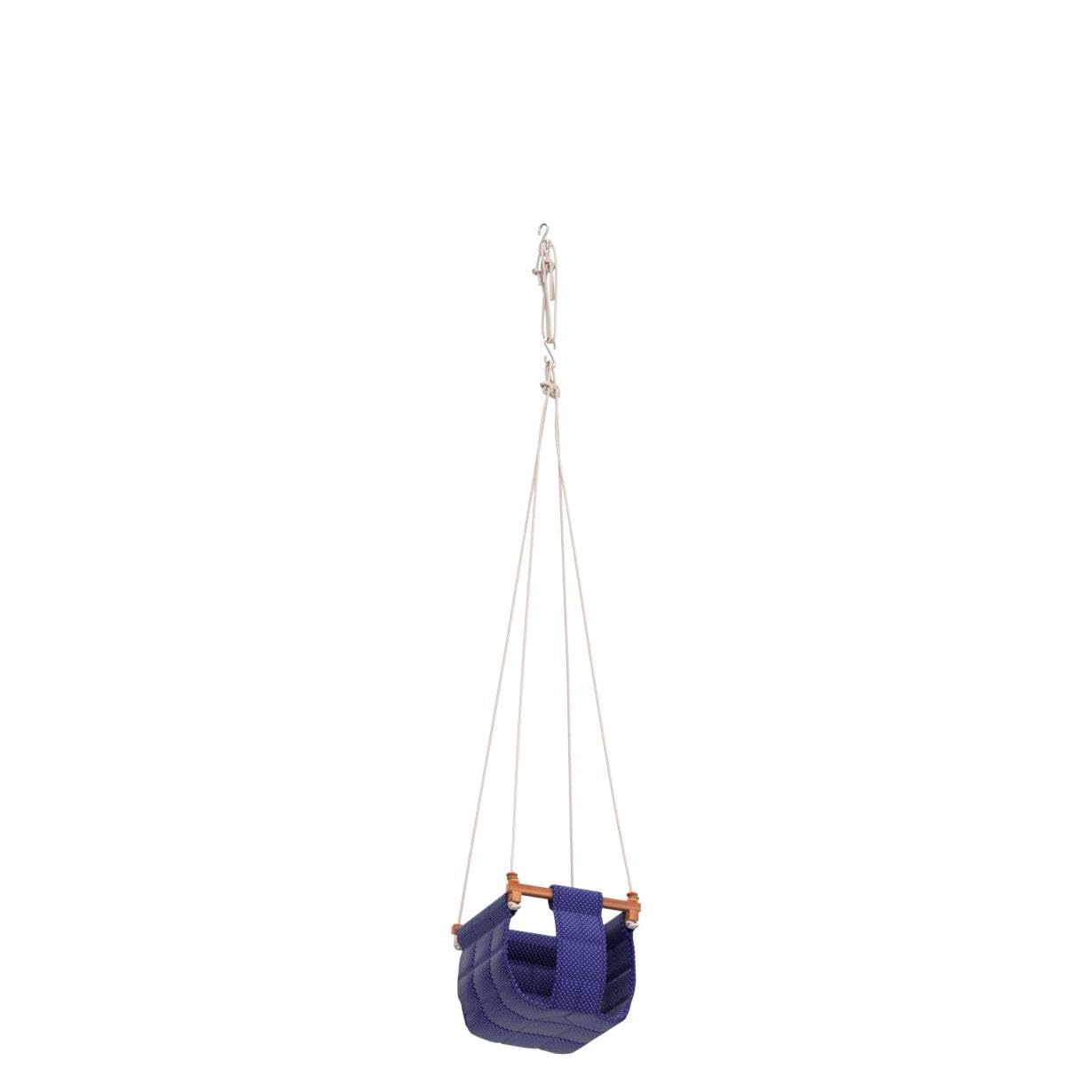 Ashish Swing for Baby and Kids - Indoor/Outdoor Jhula, Cradle for 8-36 Months, Height 114" Length 8.5"Cm, Cotton and Wood Material (Blue) 2