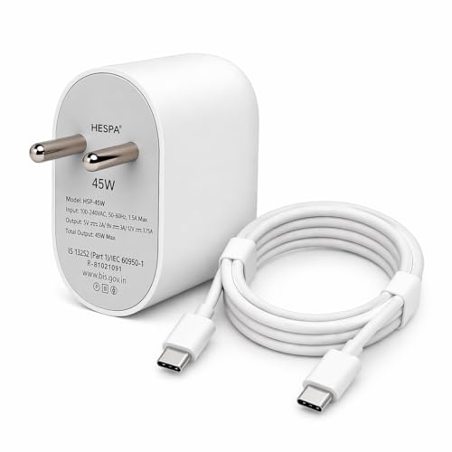 Image of 45W Type-C Fast Charger Adapter (PD + PPS Supported) for Pixel 10 /10 Pro /10 Pro XL /10 Pro Fold, Pixel 9 /9 Pro /9 Pro XL /9 Pro Fold, Chromebook & More, with C2C Data Cable, White
