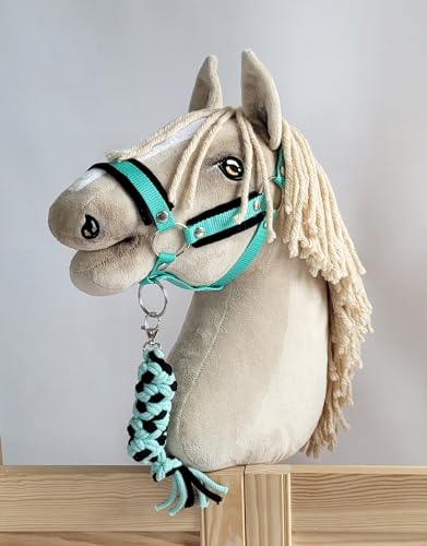 Cabestro A3 con piel negra Hobby Horse corbata negro menta