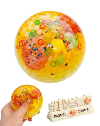 Sushi Stress Balls Squishy 2.4in Shrimp Rice Roll Stress Ball Crunchy Bead Filled Non Rebound Handmade Anxiety Relief Cute Realistic Food Soft Sticky Silicone Squeeze Toy(1pc)