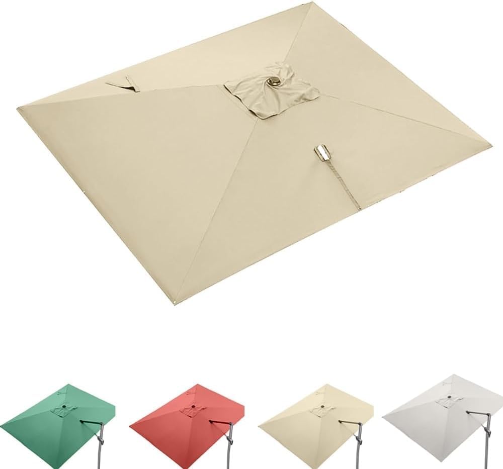 10' X 13' Rectangle Umbrella Replacement Canopy - 8 Ribs Cantilever Patio Umbrella Cover, Uv Resistant Top For Pool & Garden - Beige Double Top Wine Red 3x4m(10' x 13') Double top