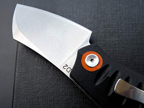 Eafengrow EF85 Folding Knife with Clip Stone Wash D2 Steel Blade G10 Handle Pocket Knife Ball Bearing Flipper Outdoor Camping Survival EDC Tool Knives(black)