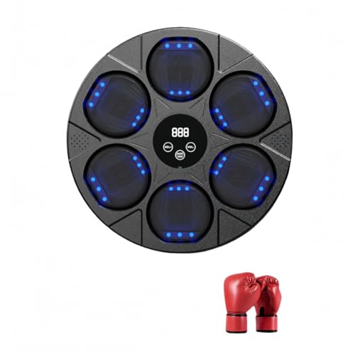 NYHGOXM 無線式スマホ対応 音楽リズムパンチングマシン 壁掛け型サンドバッグ ボクササイズトレーニングマシン 大人子供用 家庭用ダイエット器具 ボクシンググローブ付属 (D)