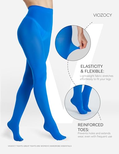 2 Pairs Women's 80D Opaque Tights, Soft Run-Resistant High Waisted Pantyhose, Solid Color Tights With 28 Colors4