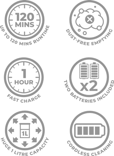 Numatic Henry Quick NQ100 Cordless Stick Vacuum, Grey, 300W 1 Litre - Includes 2 Batterys - Image 8