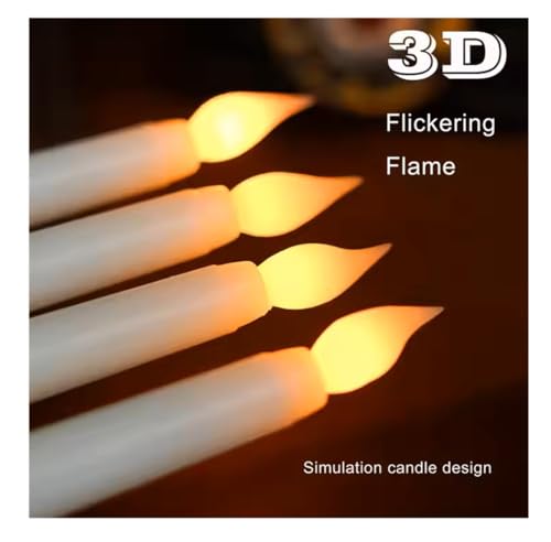 Image of SPHINX Flameless LED Taper Candles for Home Decoration,Table Centerpiece,Dinner,Diwali,Wedding,Church,Festival,Party Decor,Steady Flame Look,Battery Not Included,11 Inch Height (Off-White-4 Pieces)
