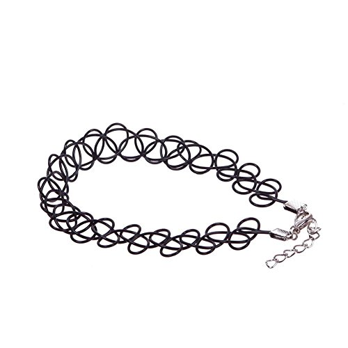 TR.OD Stretch Black Elastic Tattoo Hippy Chick Henna Choker Necklace Chain Party Cosplay Jewelry