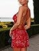 MISSACTIVER Sleeveless Sequin Dress for Women Backless Criss Cross Straps Mini Dress Sexy Sparkle Short Dresses Party Club Red
