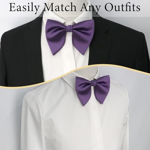 Image of Luckyvestir Oversized Bow Ties for Men, Pre Tied Clip on Men's Black Bowtie for Wedding Tuxedo Banquets Formal Wear