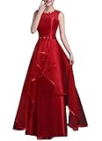 Tela principal: satén Emmani Vestidos elegantes de satén con cremallera larga para mujer, para fiesta, noche, boda, dama de honor, vestidos de baile, rojo vino, 50