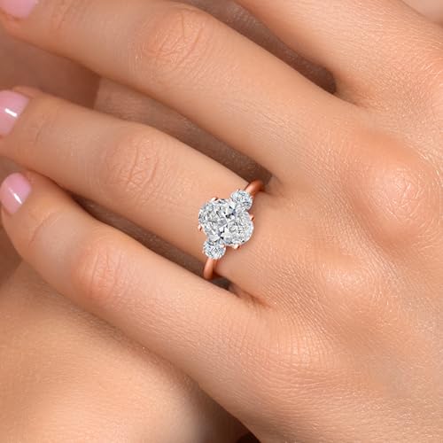 2.54 cttw IGI Certified Lab Grown Diamond 3-Stone Engagement Ring For Women | 18K Rose Gold Plated Silver | Center 2.00 Ct Diamond | E-F Color | VS1-VS2 Clarity | Available In Size 5,6,7,8,93