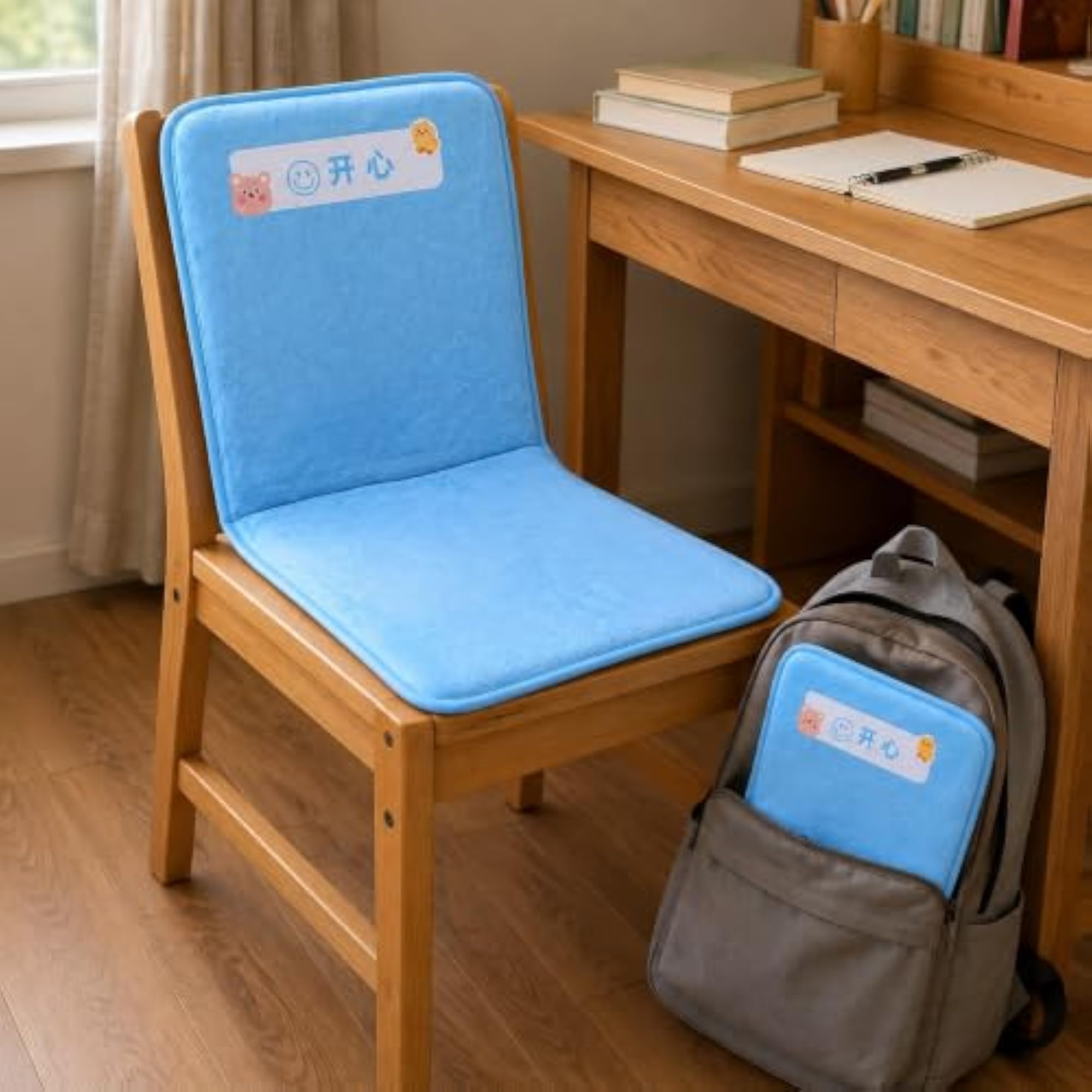Foldable Solid Color School Nap Chair Cushion with Backrest