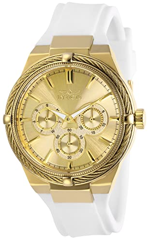 Invicta Women's Bolt White Silicone Band Steel Case Quartz Gold-Tone Dial Analog Watch 28910