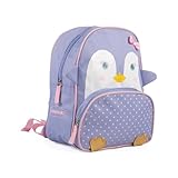 Pimpolho Mochila Infantil Pinguim, Lilás, para Meninas, Volta às Aulas, Design de Bichinho