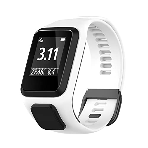 BoLuo Correa para Tomtom 4,Bandas Correa Repuesto,Correas Reloj, Silicona Reloj Recambio Brazalete Correa Repuesto Strap Wristband para TomTom Adventurer/Golfer 2/Runner 2/3 Running Watch (blanco)
