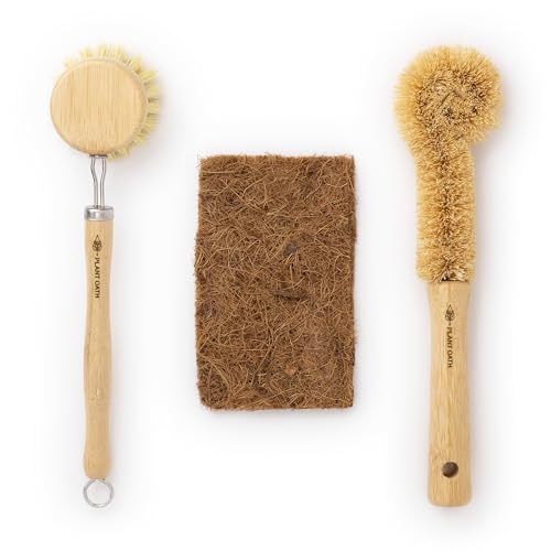 Image of Bamboo Dish Brush Set #05 | Eco-Friendly Kitchen Cleaning Brushes | Plastic-Free, Sustainable Home Cleaning Tools | Zero Waste, Bridal Shower & Housewarming Gift
