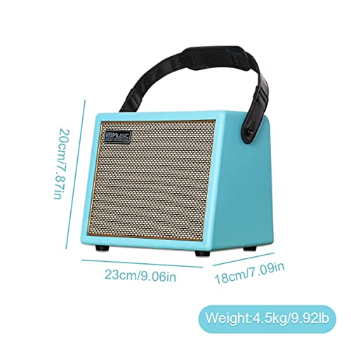 Image of Acoustic Guitar Amplifier, 30 Watt Bluetooth Speaker Rechargeable Portable Acoustic Guitar Amp with Reverb Chorus Effect,3 Inputs (Blue)