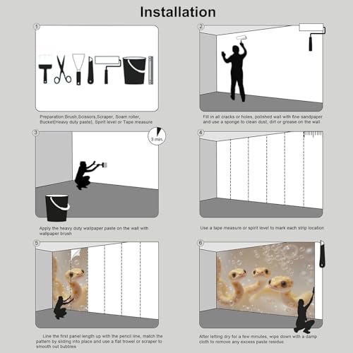 Papier Peint Mural Serpent 3D Mignon 450X315Cm de Salon - 8