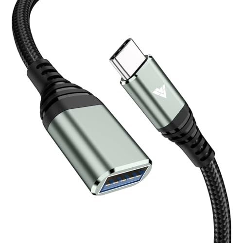 Image of DR VAKU MAXPORT Type C to USB A 3.0 OTG Adapter Connector Fast Charging Data Transfer Cord Speed Upto 10 GBPS Nylon Braided Cable for iPhone 17 /15 /16 Laptops, Smartphone & Other Type C Devices- Black