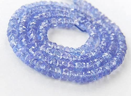 Tanzanite perle naturelle brute facettée 5mm en fil de 33cm pour création bijou lithothérapie DIY