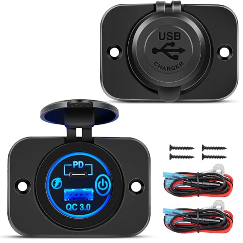 Image of Nilight 2 Pack PD Type C and QC 3.0 USB Fast Outlet Panel with LED