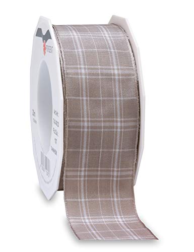 Ruban crème et grès 40 mm Präsent pour décoration - 2