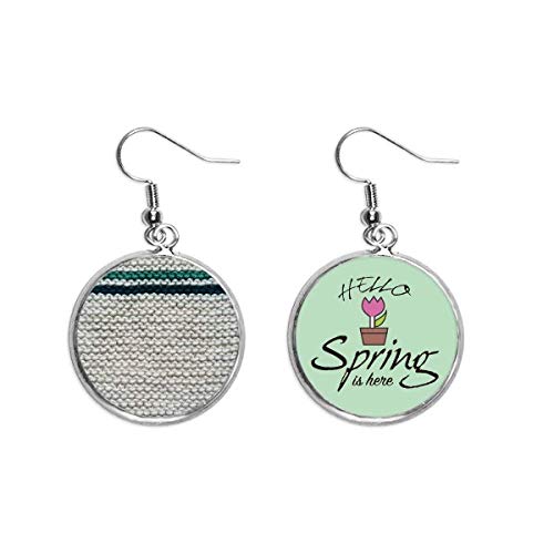 Pendientes de lino gris con diseño abstracto artesanal de primavera