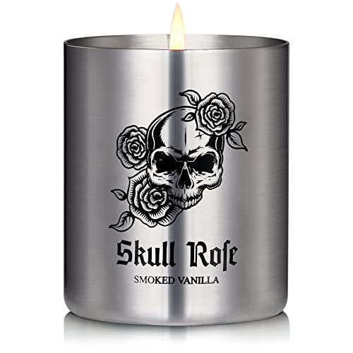 Maspriv Gothic Scented Candle For Men - Rich Manly Scents, 50+ Hours Burn Time, Stainless Steel Tin With Popular Designs. Ideal Gift For Him #TOP3