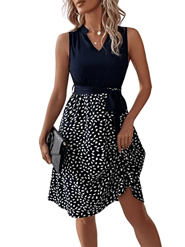 GORGLITTER Damen Ärmellos Freizeitkleid A-Linie Knielang Sommerkleid...