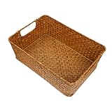 NOLITOY Cesta Tejida de Pasto Natural para Pan y Verduras Cesta de Almacenamiento Resistente para Cocina y Comedor Diseño Decorativo y Multifuncional Color Naranja