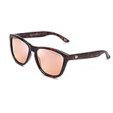 Gafas de sol polarizadas de diseño unisex high-end con montura habana y lentes de espejo rosa.
