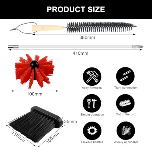 Hérisson ramonage flexible de 18 pièces avec tiges connectables et embout rouge