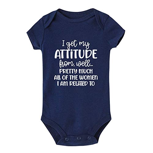 Image of I Get My Attitude from All The Women I Am Related to Cute Romper Baby One-Piece Bodysuit D-Navy