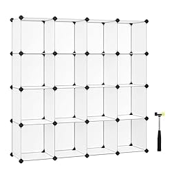 16 compartment white storage cube unit.