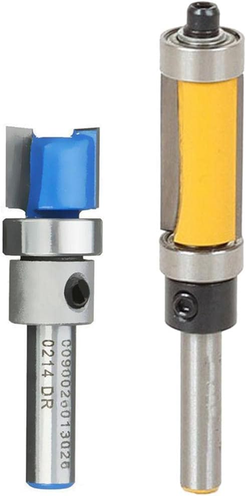 Template Router Flush Trim Cutter + Top Bottom Bearing Router Bit 1/4" Shank|Home & Garden | Tools | Power Tools | Router Bits| 1 Piece of Blue Template Router1 Piece of Yellow Flush Trim Router Bit