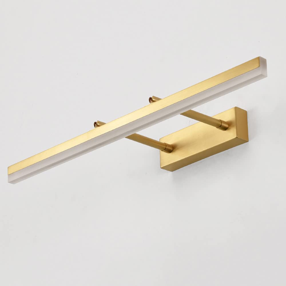 HPTHLY Led Brass Mirror Front Lamp Linear Bathroom Light Fixture, Copper Bar Over Mirror Lighting Fitting, Adjustable Vanity Wall Sconce Mirror Lamps For Bat(73Cm)