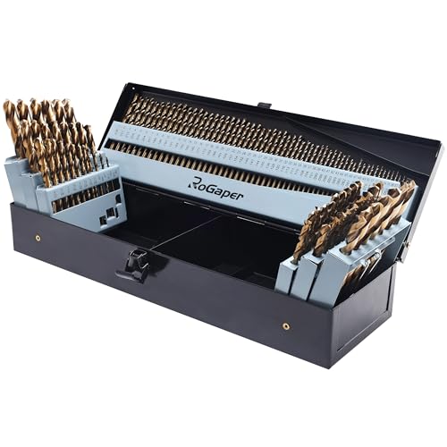 Forets au cobalt M35 HSS hélicoïdaux pour métal trempé et fonte, kit de 145 pièces en étui