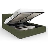 Grande tête de lit matelassée - Sommier avec vérins de relevage facile à lever/baisser