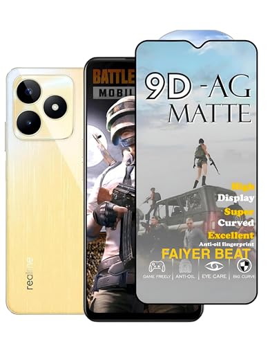 Image of FAIYER BEAT Premium Tempered Glass forREALME C53 (matte finish glass, Pack of 1) Full Screen Coverage gaming matte Screen Protector Guard (REALME C53)