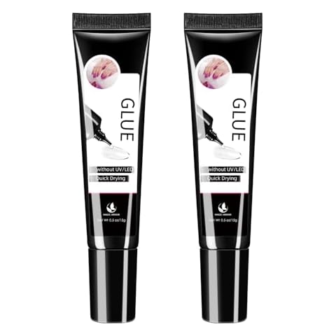 2Pcs Solid Nail Glue Gel for Press On Nail, Super Strong Nail Glue Quick Drying Semi Solid Nail Glue No Need for UV Lamp Long Lasting Fake Acrylic Nails Glue Gel (15g x 2) Cover