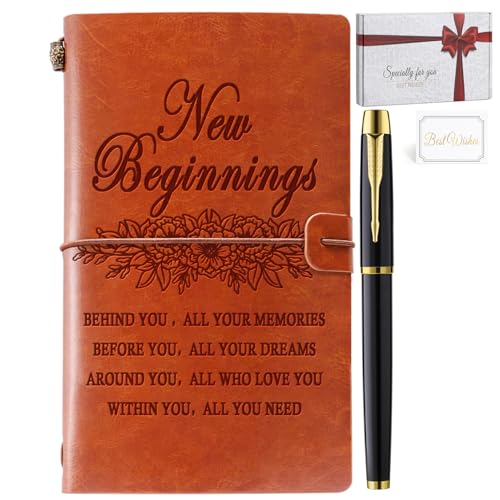 New Beginning Gifts for Women, Leather journal Notebook Divorce Gifts for Women Break Up Gifts for Women, Farewell Gifts Going Away Gifts Leaving Job Gifts New Job Gifts for Friends and Coworkers